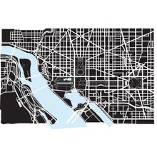 Washington DC Black And White Map Wall Mural