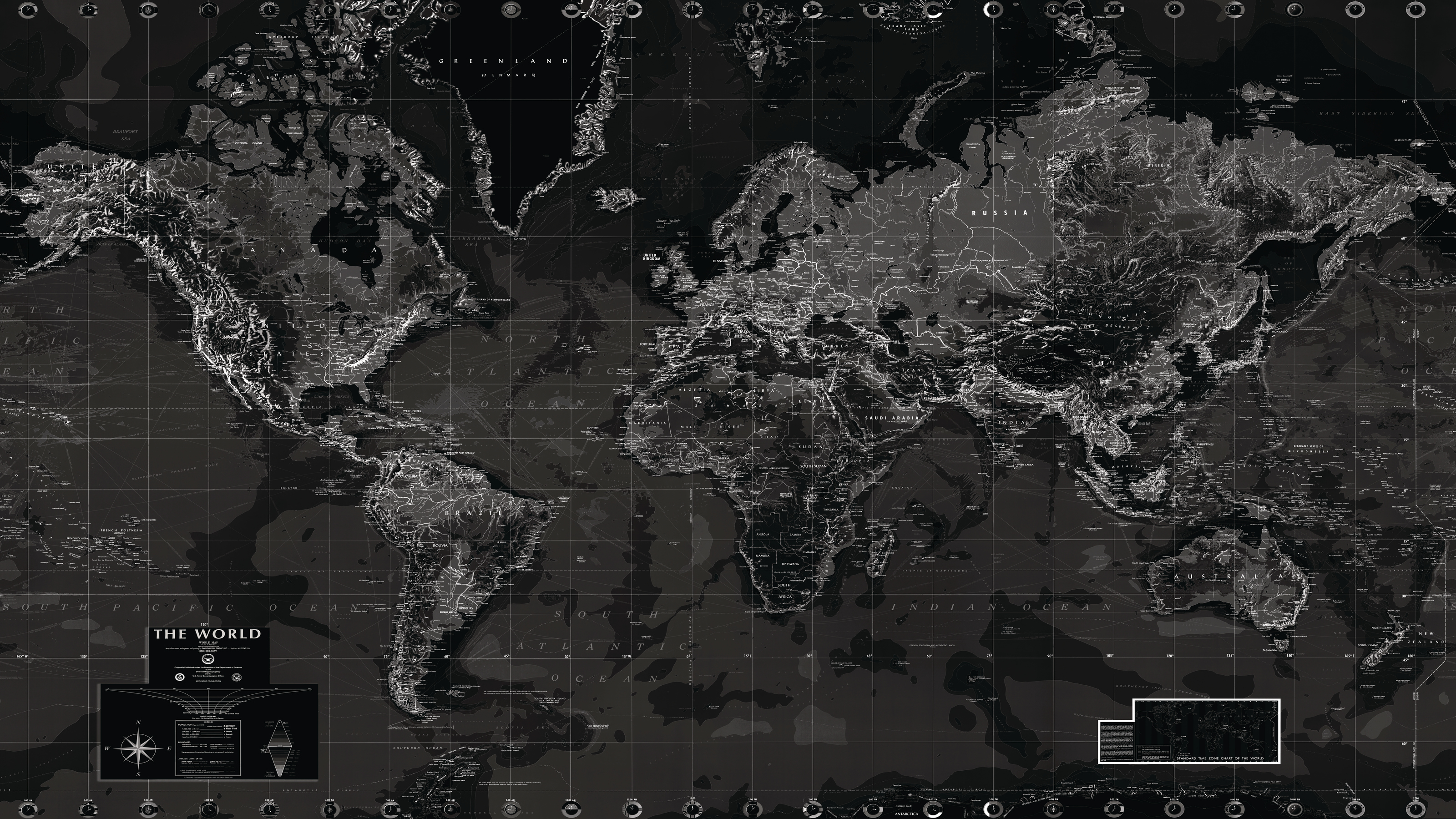 Black And White World Map Wall Mural - Murals Your Way