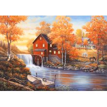 Autumn Sunset At The Old Mill Wall Mural
