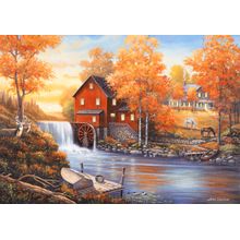 Autumn Sunset At The Old Mill Wallpaper Mural