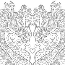 Exquisite Giraffe Heart Illustration Wall Mural