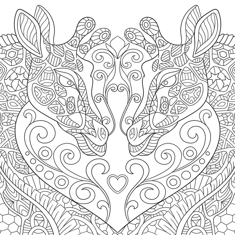 Giraffe-Heart-Colorable-Illustration