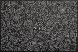 The-words-FAST-FOOD-is-surrounded-by-drawings-of-hamburgers-hot-dogs-french-fries-bagels-shakes-pizza-drinks-and-more