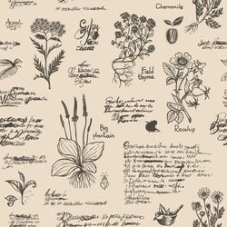 Vintage-Botany-Notes-Flower-Wallpaper