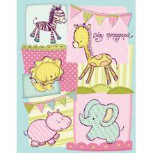 Tiny Menagerie Quilted Collage - Pink Wall Mural