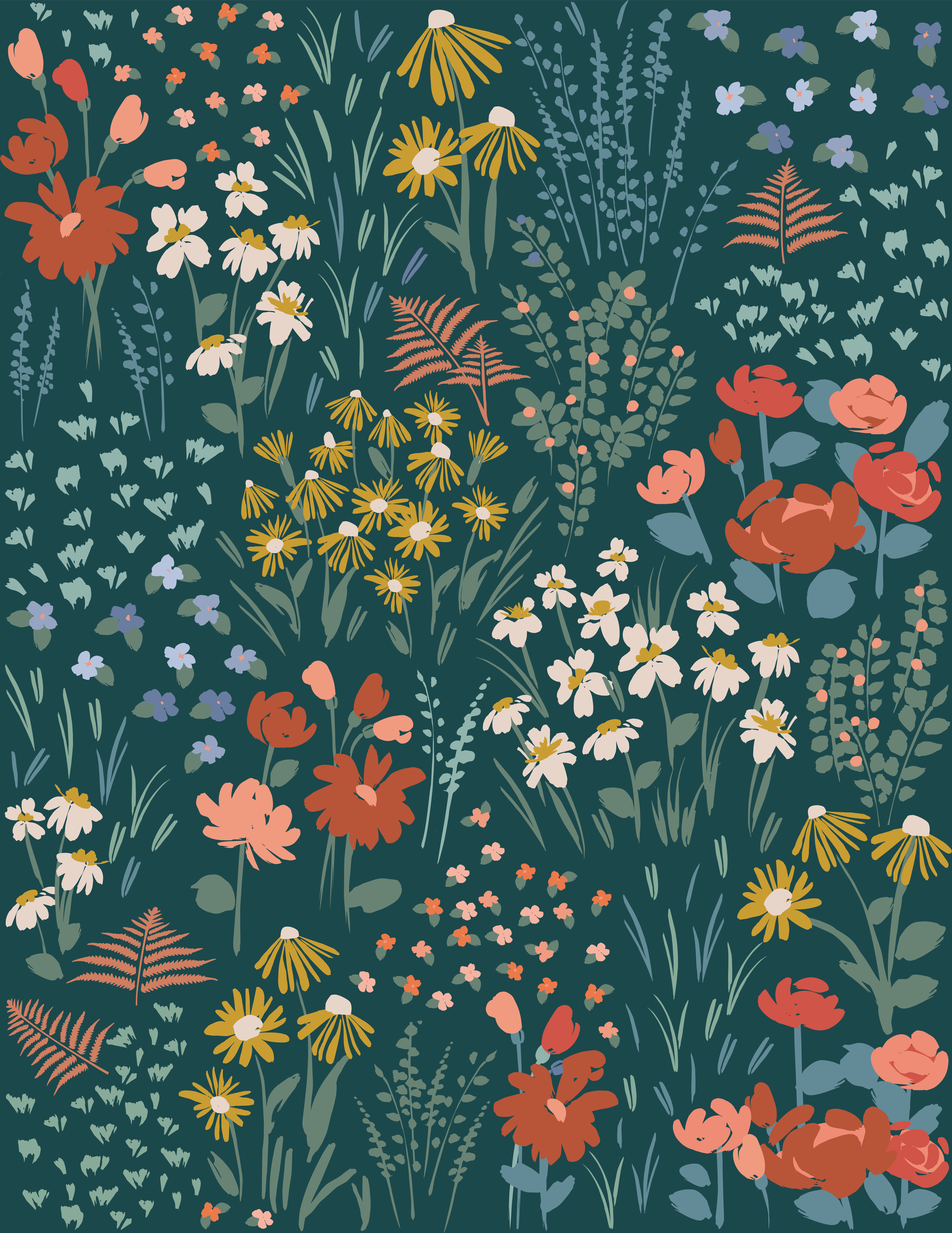 LAB Floral Original Pattern Wallpaper - Murals Your Way
