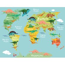 Dinosaur World Map Wall Mural