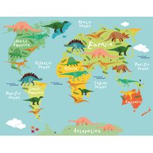 Dinosaur World Map Mural Wallpaper