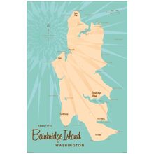 Bainbridge Island, WA Lake Map Wall Mural