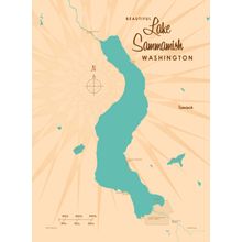 Lake Sammamish, WA Lake Map Wall Mural