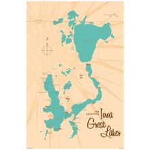 Iowa Great Lakes Map Wallpaper Mural