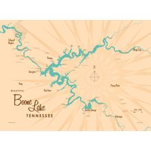 Boone Lake, TN Lake Map Wallpaper Mural