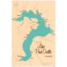 Lake Pend Oreille, ID Lake Map Mural Wallpaper