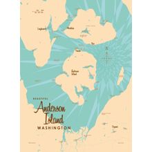 Anderson Island, WA Lake Map Wallpaper Mural