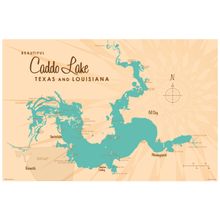 Caddo Lake, TX and LA Lake Map Wall Mural