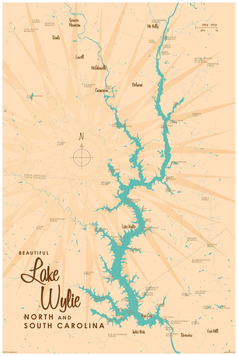 Lake-Wylie-SC-Map-Wallpaper-Mural