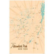 Adirondacks, NY Lake Map Wall Mural