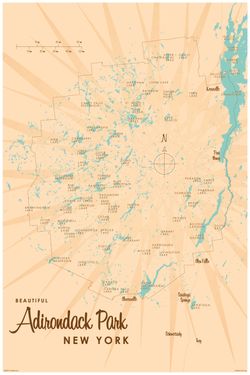 Adirondacks-NY-Lake-Map-Mural-Wallpaper
