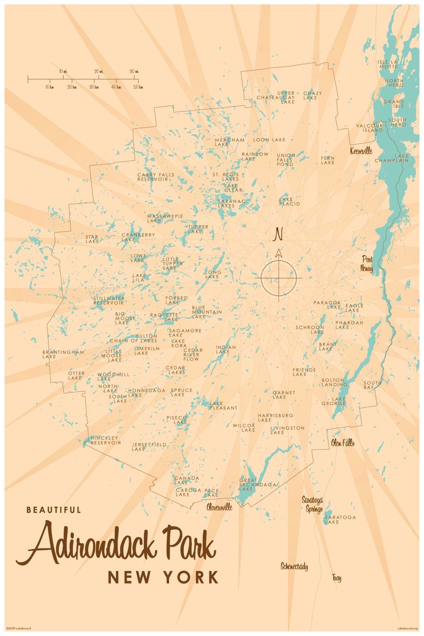 Adirondacks-NY-Lake-Map-Mural-Wallpaper