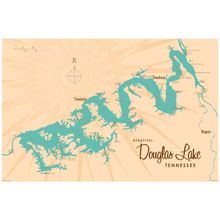 Douglas Lake, TN Lake Map Wall Mural
