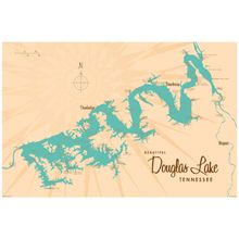 Douglas Lake, TN Lake Map Mural Wallpaper