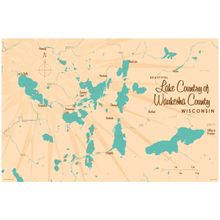 Lake Country Of Waukesha County, WI Lake Map Wall Mural