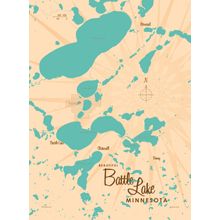 Battle Lake, MN Lake Map Wallpaper Mural