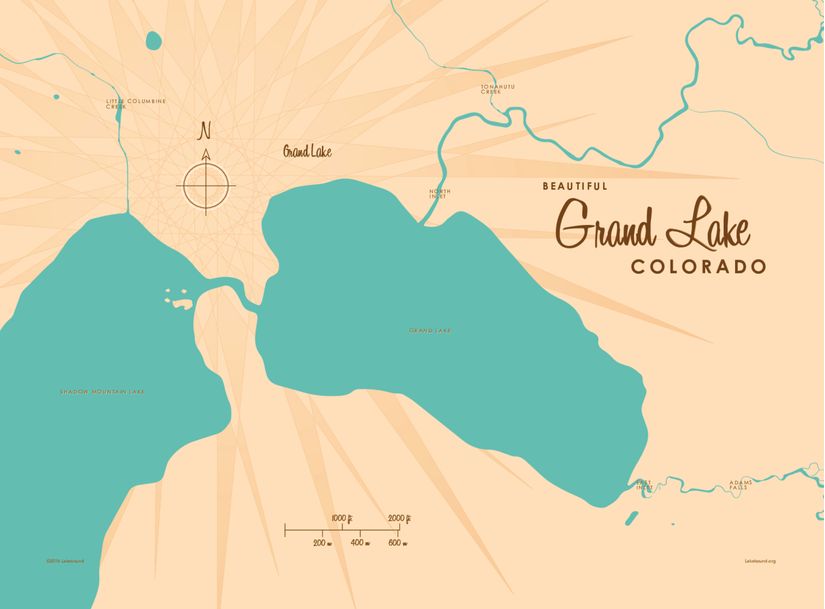 Grand Lake, CO Lake Map Wall Mural Murals Your Way