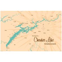 Cherokee Lake, TN Lake Map Wallpaper Mural