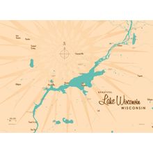 Lake Wisconsin, WI Lake Map Wall Mural