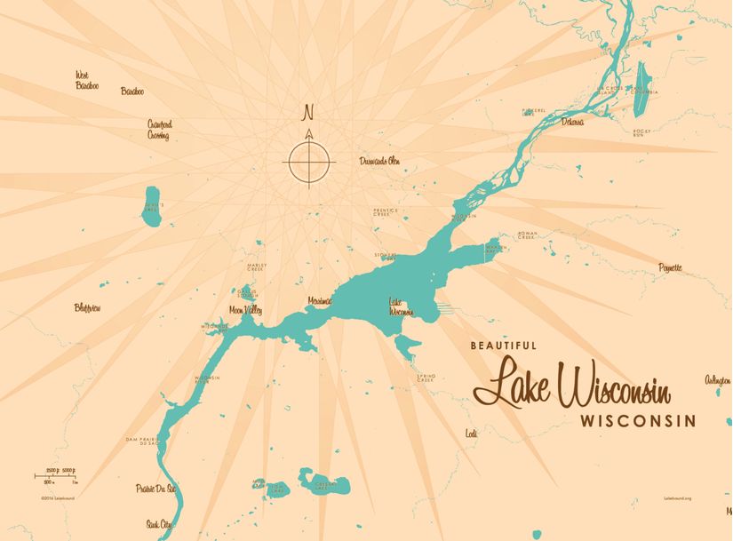 Lake Wisconsin, WI Lake Map Murals Your Way