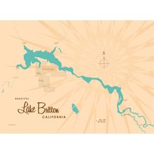 Lake Britton, CA Lake Map Wall Mural