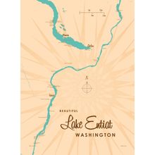 Lake Entiat, WA Lake Map Wall Mural