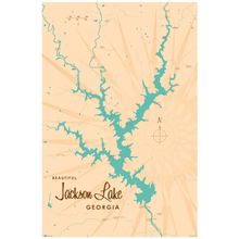 Jackson Lake, GA Lake Map Mural Wallpaper