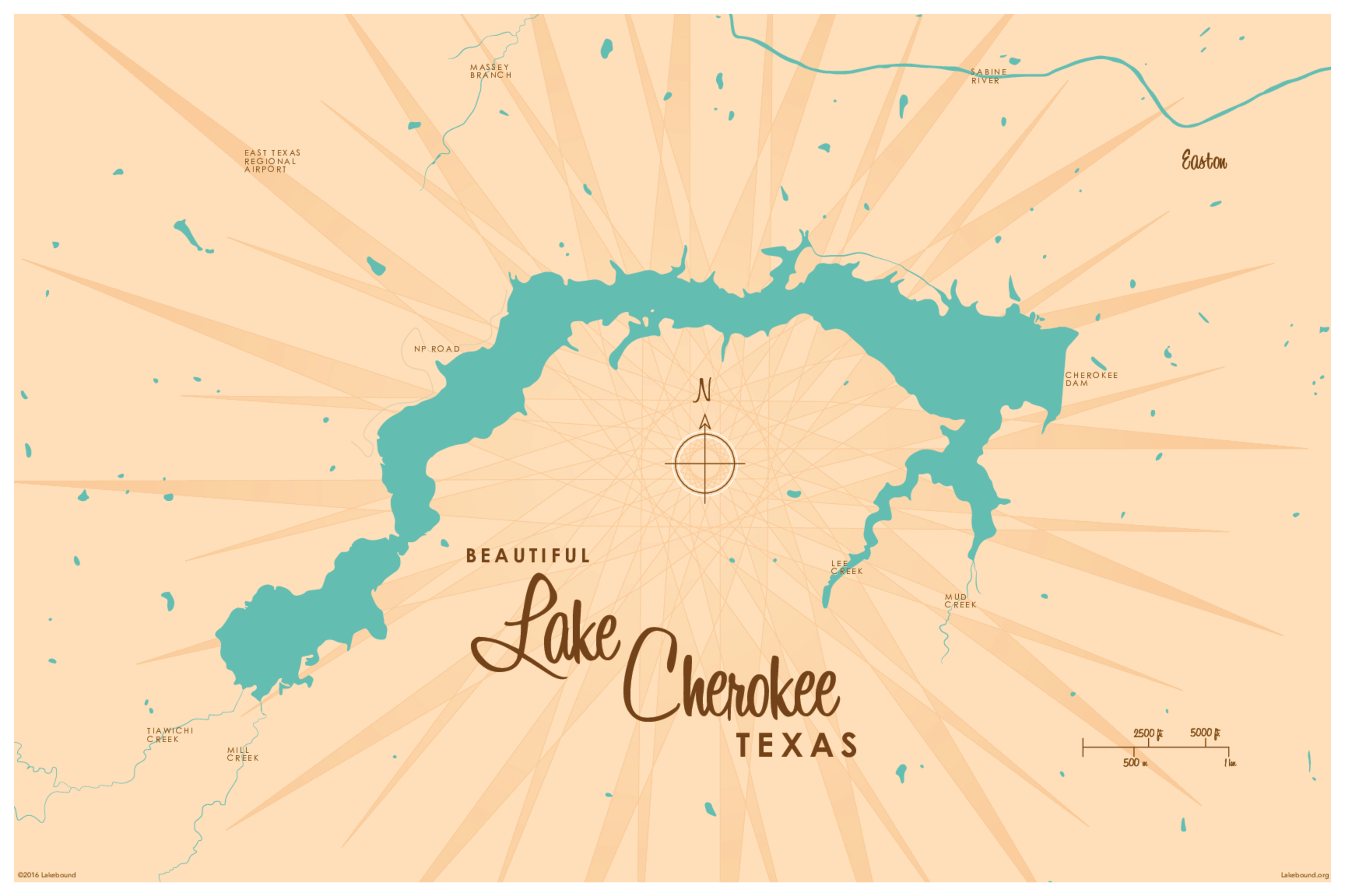 Lake Cherokee, TX Lake Map Wall Mural - Murals Your Way