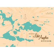 Lake Angelus, MI Lake Map Wall Mural
