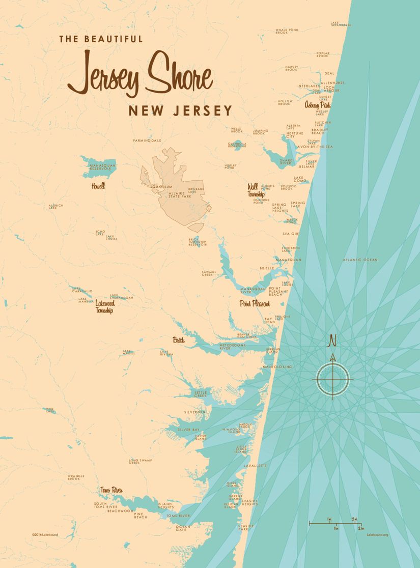 Jersey Shore, NJ Lake Map Wall Mural Murals Your Way