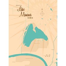 Lake Manawa, IA Lake Map Wall Mural
