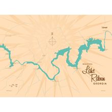 Lake Rabun, GA Lake Map Wall Mural