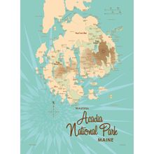 Acadia National Park, ME Lake Map Wall Mural