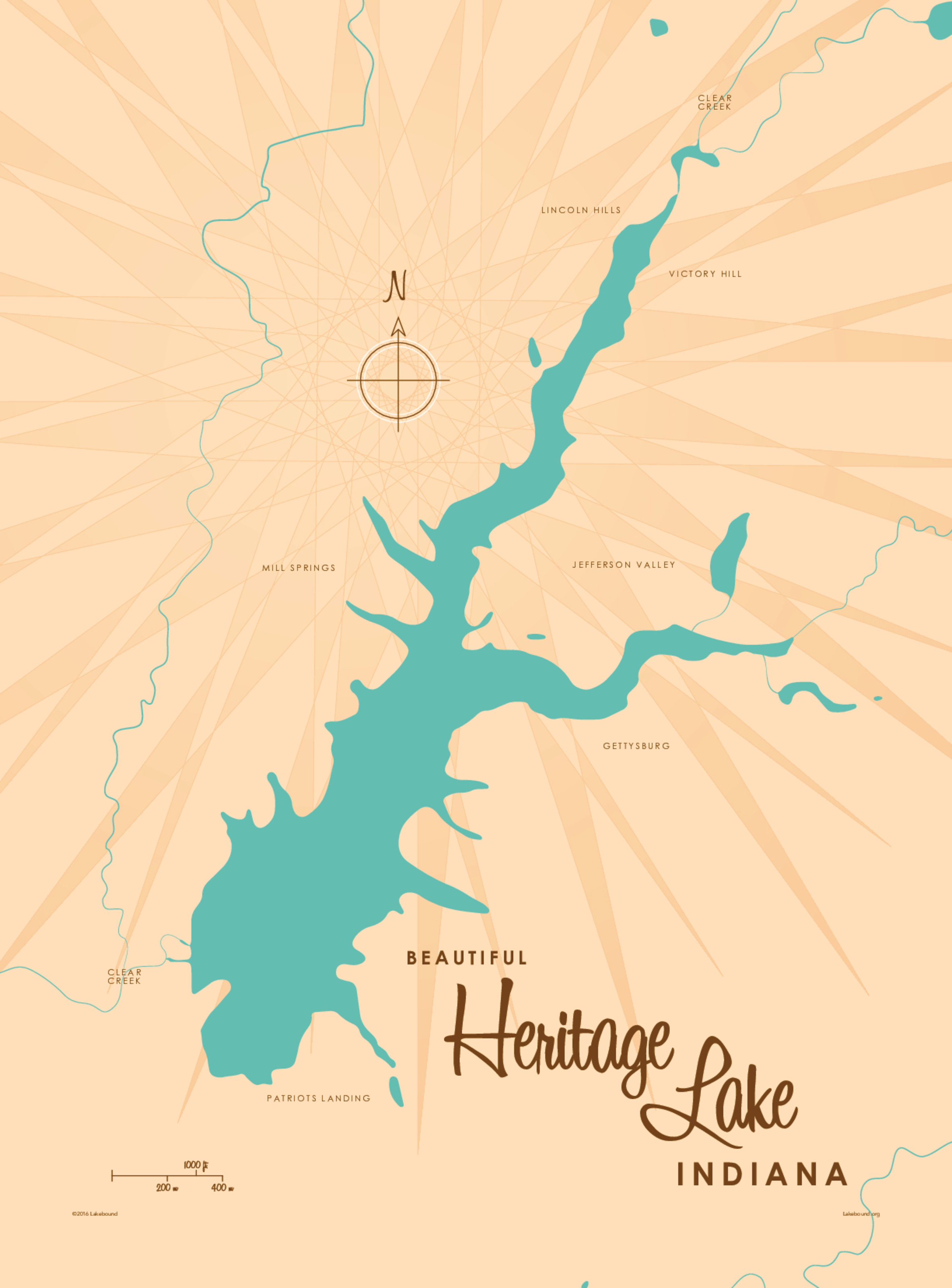 Heritage Lake, IN Lake Map Wall Mural Murals Your Way