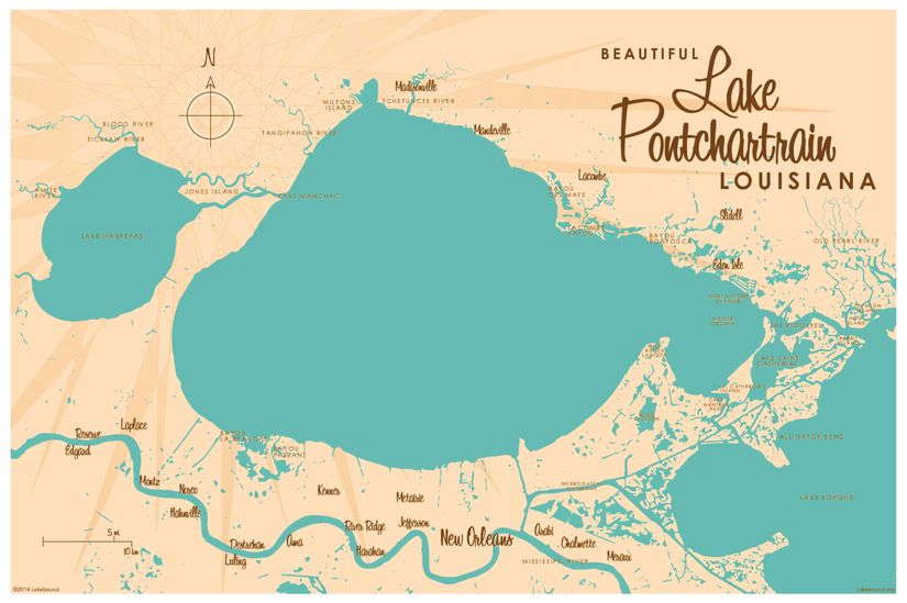 Lake-Pontchartrain-LA-Lake-Map-Mural-Wallpaper
