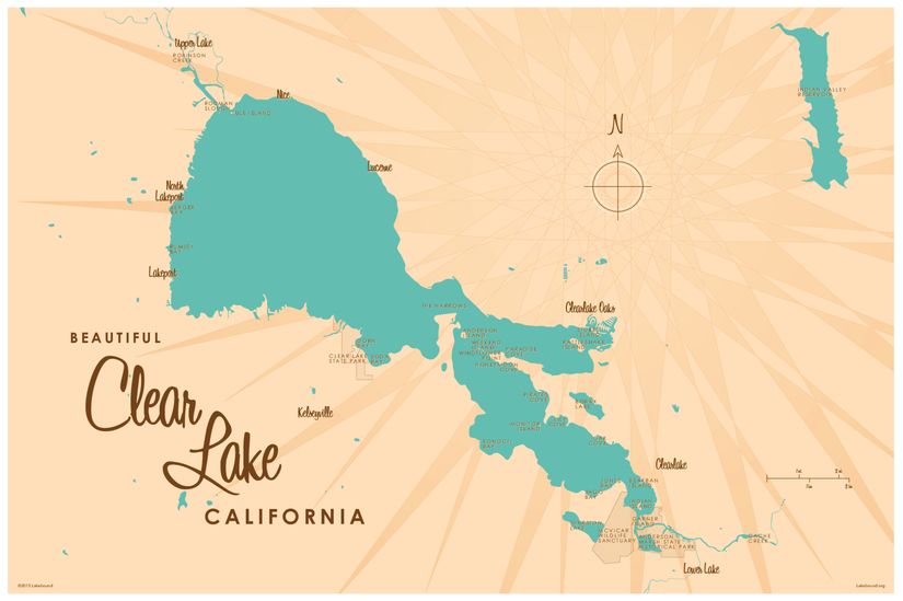 Clear-Lake-CA-Lake-Map-Mural-Wallpaper