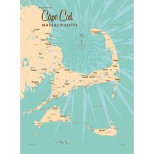Cape Cod, MA Bay Map Wall Mural
