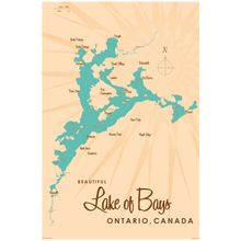 Lake of Bays, Ontario Lake Map Wall Mural