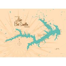 Lake Bob Sandlin, TX Lake Map Wall Mural