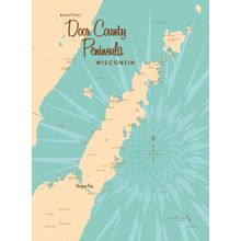 Door County Peninsula, WI Lake Map Wallpaper Mural