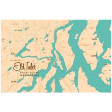 Eld Inlet, WA Lake Map Wall Mural