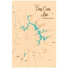 Deep Creek Lake, MD Lake Map Wall Mural