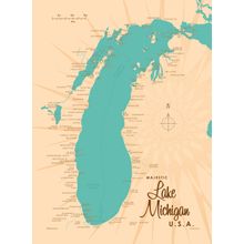 Lake Michigan, MI Lake Map Wall Mural